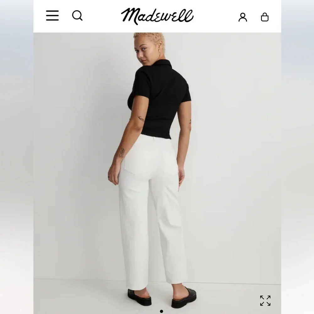 Madewell curvy perfect vintage wide leg crop white denim jeans. Size 25 - Picture 3 of 11